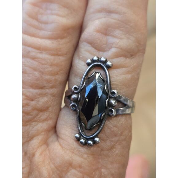 Vintage Bell Trading Post Hematite 925 Sterling Silver Native American Ring, 7.5 - Picture 6 of 7